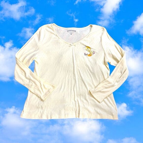 LOONEY TUNES women’s 3X butter yellow Long Sleeve Shirt TWEETY BIRD - Picture 1 of 5